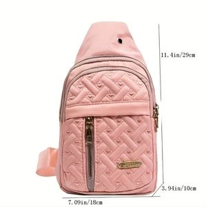 Pink heart embroidery crossbody bag